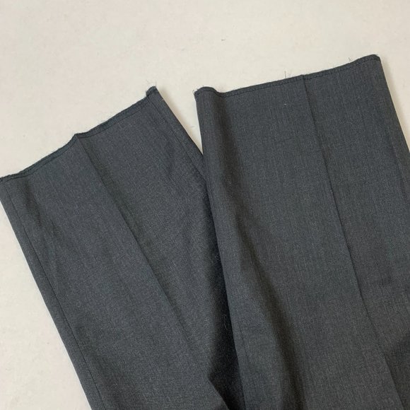 Nordstrom Men's Shop Flat Front Wool Trousers 32W Charcoal Raw Hem - Picture 5 of 11